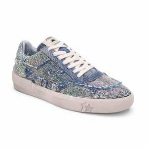 Ash Malibu Strass Embellished Denim Women Sneakers Blue | 721430-738