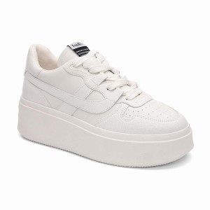 Ash Match Eco-Friendly Tumbled Leather Platform Women Sneakers White | 182035-464