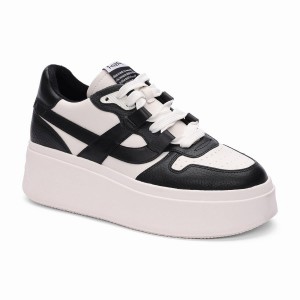 Ash Match Eco-Friendly Tumbled Leather Platform Women Sneakers Black | 815712-779