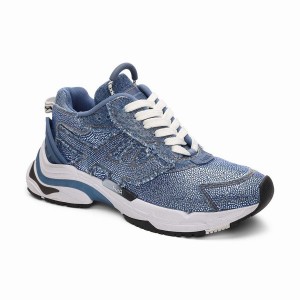 Ash Race Strass Denim Fashion Women Sneakers Blue | 366394-794