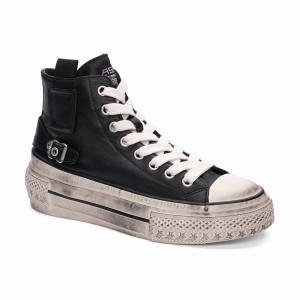 Ash Rage Leather Lace Up Hightop Women Sneakers Black | 401515-190