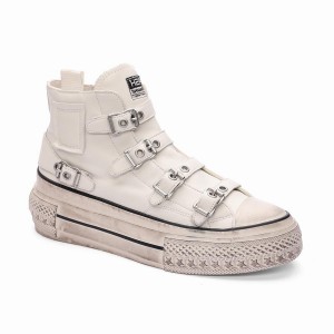 Ash Rainbow Leather Buckle Hightop Women Sneakers White | 705909-682