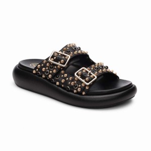 Ash Viking Studded Footbed Women Slides Black | 556704-010